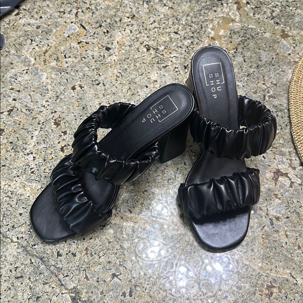 Holden Black Ruched Sandals